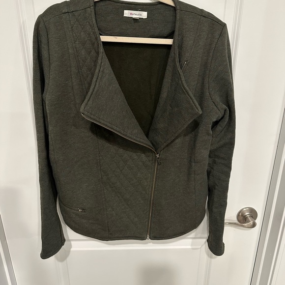 Athleta Olive Moto Jacket in Sz XL - Picture 2 of 9